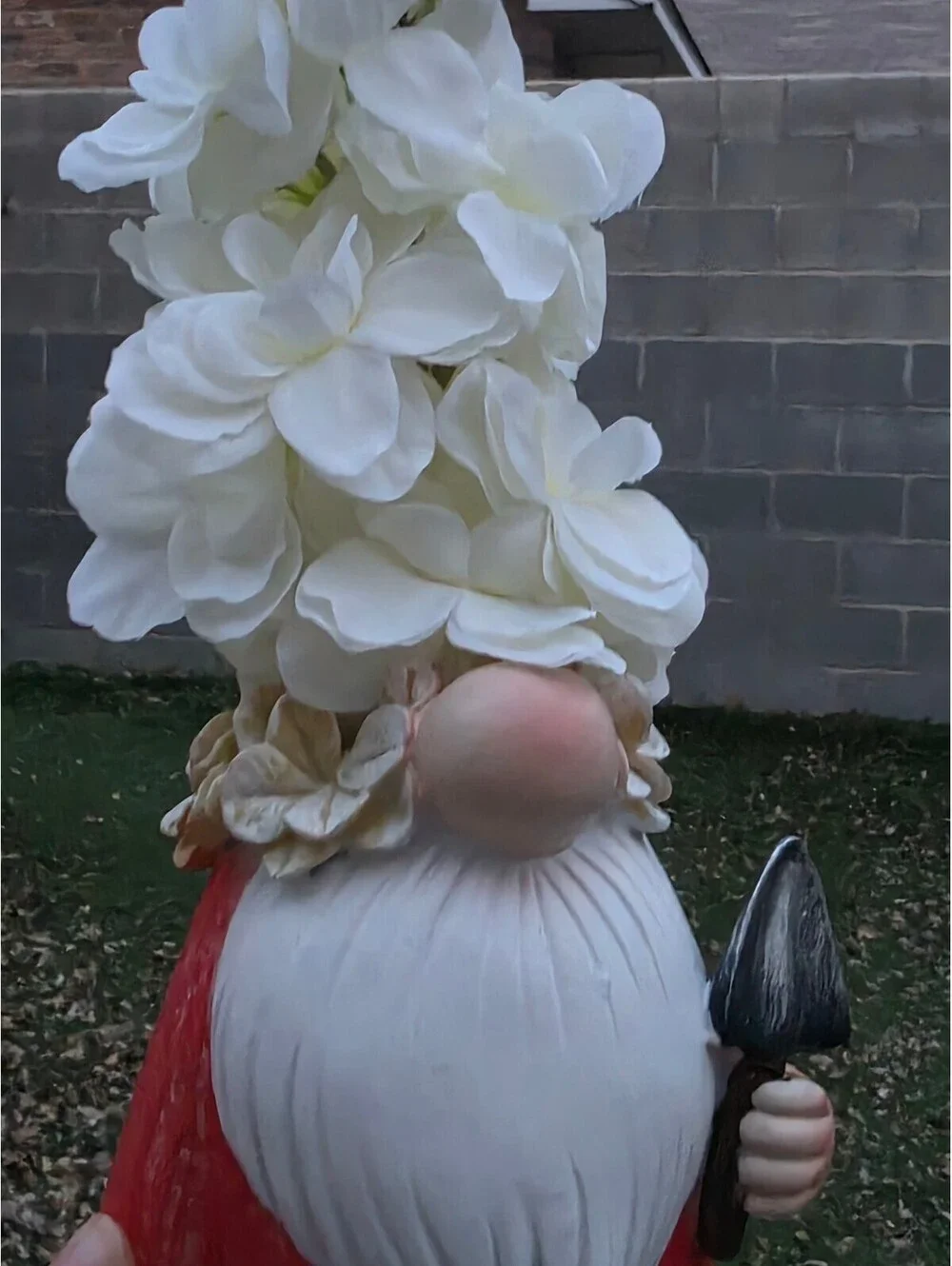 Solar Gnome with Flower Hat LED Lights Outdoor Garden Decor